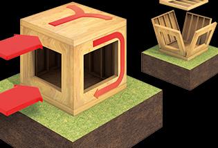 Other Equipment. By an integral structure of the building frame as in the egg shell, To distribute the force from the outside to all parts of the structure, Twist and deformation ・ To prevent collapse.