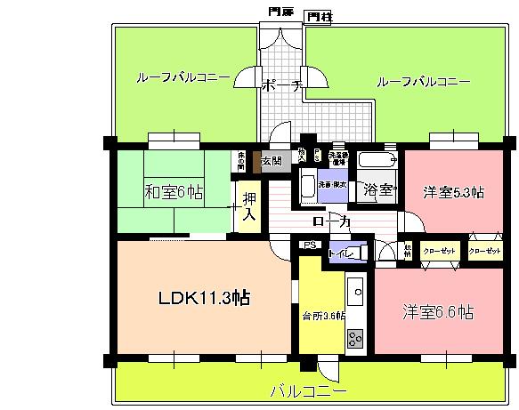 Floor plan. 3LDK, Price 15.8 million yen, Occupied area 69.36 sq m