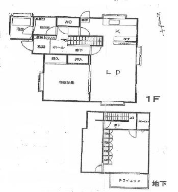 Floor plan. 22,800,000 yen, 2LDK+2S, Land area 145.58 sq m , Building area 110.97 sq m distinctive basement Property! The goodness of the day once please visit.