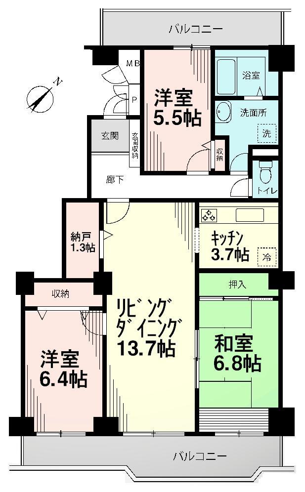 Floor plan. 3LDK + S (storeroom), Price 21,800,000 yen, Occupied area 87.22 sq m , Balcony area 17.29 sq m