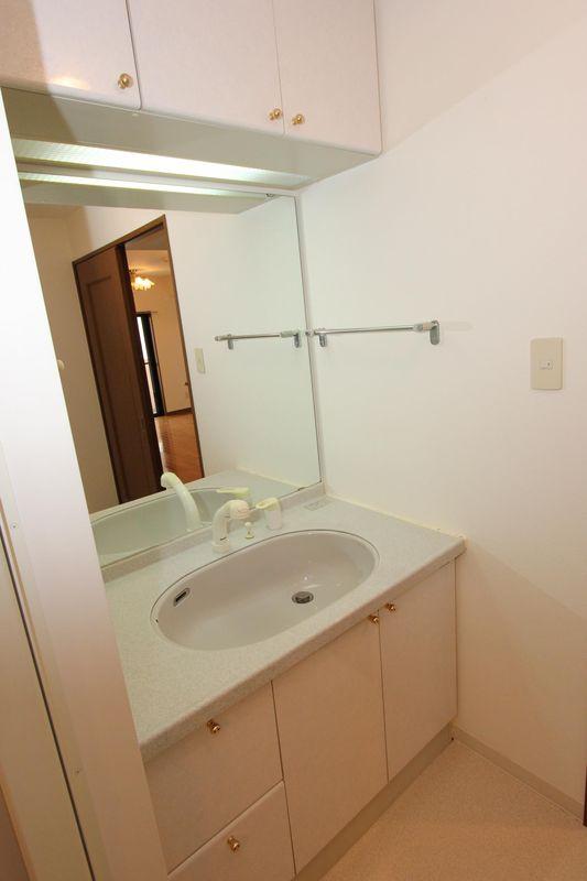 Wash basin, toilet. Independent wash basin mirror and easy-to-use large