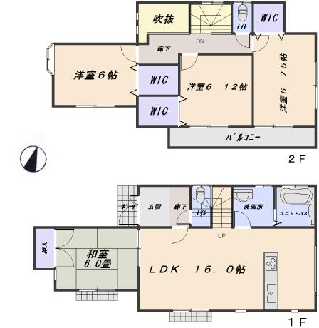 Floor plan. (Building 2), Price 31,800,000 yen, 4LDK, Land area 115.9 sq m , Building area 96.05 sq m