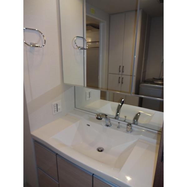 Wash basin, toilet. Washroom