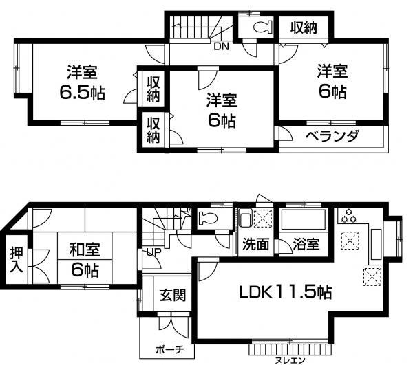 Floor plan. 21,800,000 yen, 4LDK, Land area 107.54 sq m , Building area 87.35 sq m