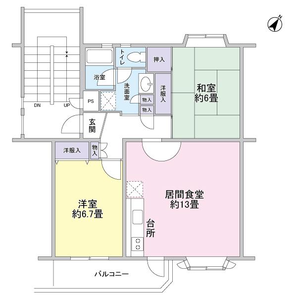 Floor plan. 2LDK, Price 4.8 million yen, Occupied area 58.07 sq m , Balcony area 5.81 sq m