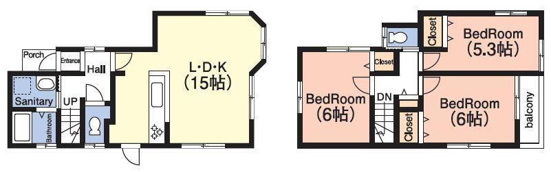 Floor plan. 19,800,000 yen, 3LDK, Land area 67.83 sq m , Building area 73.26 sq m   [Floor plan] Since the second floor there are eight quires large Grenier, We have confidence in storage capacity.