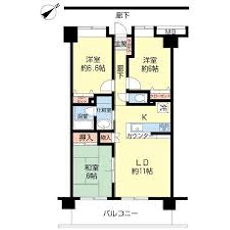 Floor plan. 3LDK, Price 22,800,000 yen, Occupied area 70.48 sq m , Balcony area 12.8 sq m 3LDK