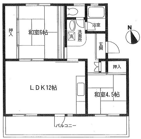 Floor plan. 2LDK, Price 3.2 million yen, Occupied area 46.77 sq m , Balcony area 9.19 sq m