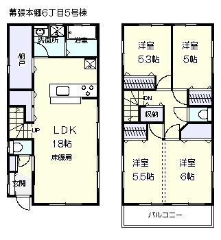 Floor plan. 46,800,000 yen, 4LDK + 2S (storeroom), Land area 100 sq m , Floor heating in the building area 99.84 sq m 5 Building floor plan living