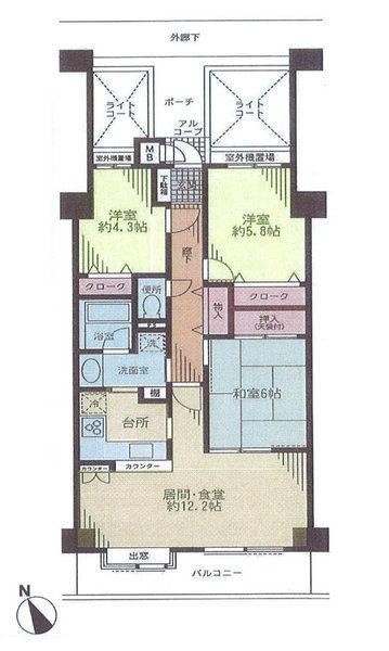 Floor plan. 3LDK, Price 15.8 million yen, Occupied area 71.43 sq m , Balcony area 9.3 sq m