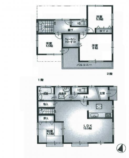 Floor plan. 21,800,000 yen, 4LDK+S, Land area 121.03 sq m , Building area 102.67 sq m