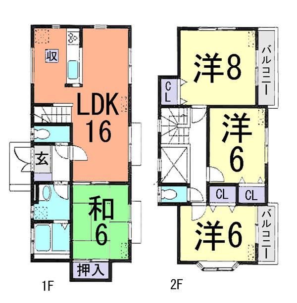 Floor plan. (1 Building), Price 31,800,000 yen, 4LDK, Land area 115.89 sq m , Building area 96.05 sq m