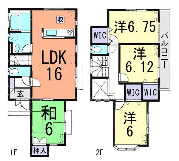 Floor plan. (Building 2), Price 31,800,000 yen, 4LDK, Land area 115.9 sq m , Building area 96.05 sq m