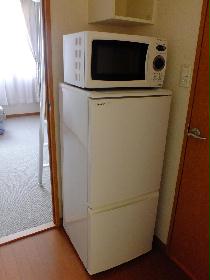 Kitchen. Also it comes with a refrigerator of a two-door type in a microwave oven