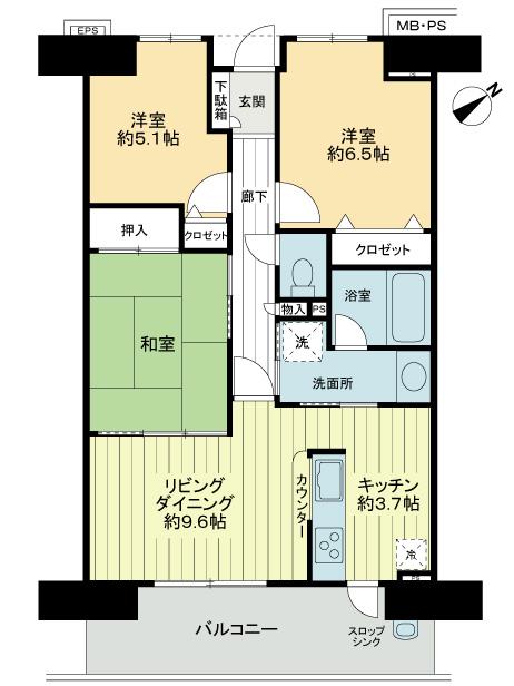 Floor plan. 3LDK, Price 23.8 million yen, Occupied area 70.17 sq m , Balcony area 12.06 sq m