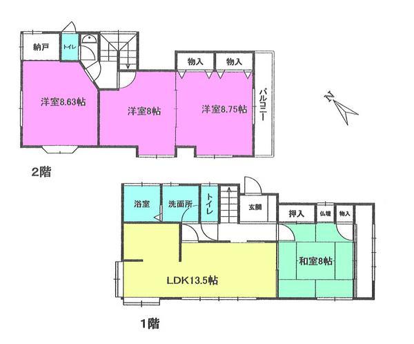 Floor plan. 11.5 million yen, 4LDK, Land area 112.72 sq m , Building area 113.62 sq m