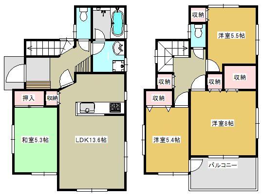 Building plan example (floor plan). Building plan example  Building price 15.8 million yen, Building area 98 sq m