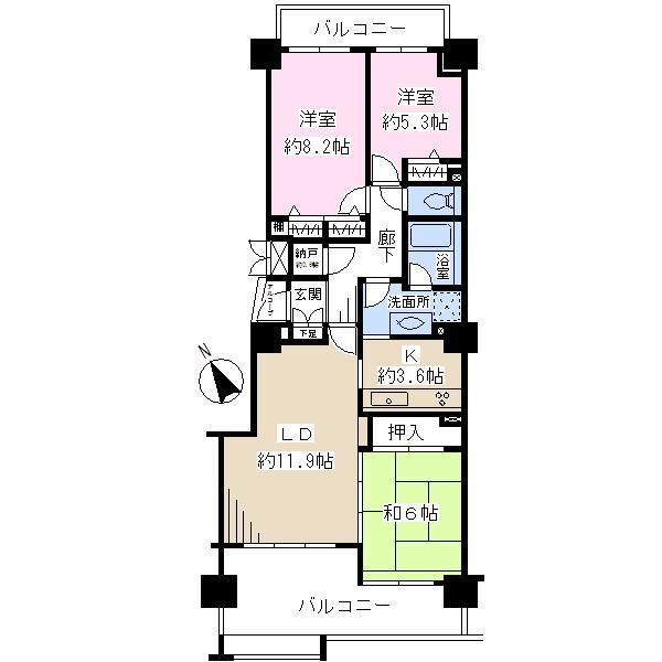 Floor plan. 3LDK, Price 18.9 million yen, Occupied area 80.05 sq m , Balcony area 20.92 sq m