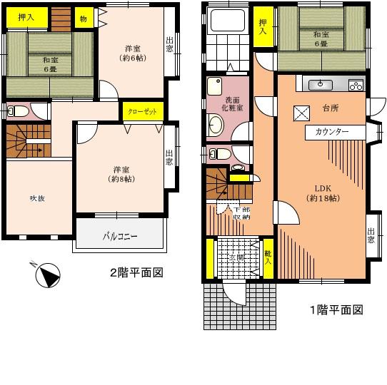 Floor plan. 19,800,000 yen, 4LDK, Land area 173 sq m , Building area 110 sq m
