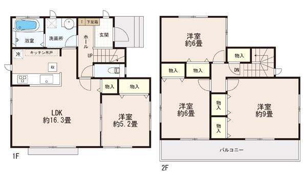 Floor plan. (3 Building), Price 32,800,000 yen, 4LDK, Land area 128.92 sq m , Building area 99.98 sq m