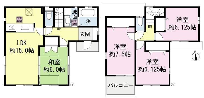 Floor plan. 25,800,000 yen, 4LDK, Land area 108.13 sq m , Building area 97.7 sq m