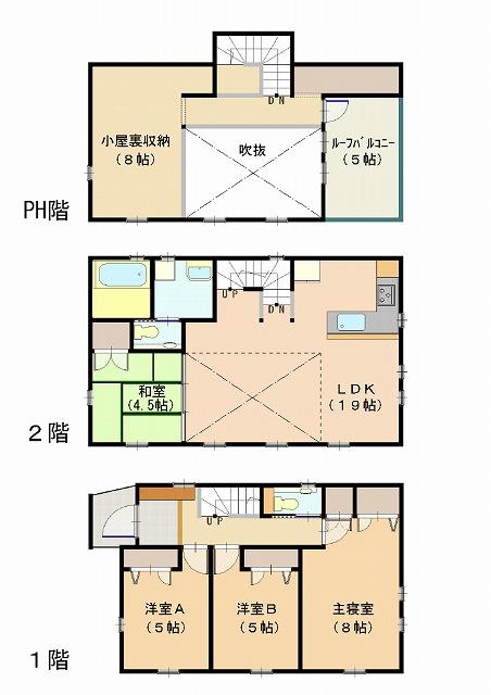 Floor plan. 33,800,000 yen, 4LDK + S (storeroom), Land area 85.1 sq m , Building area 98.52 sq m