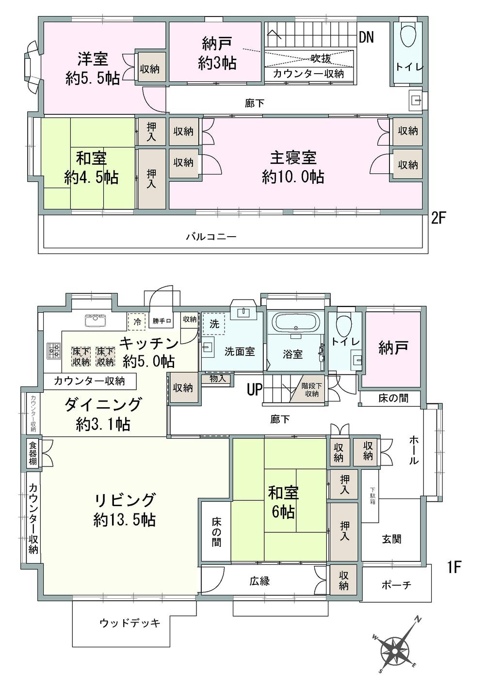 Floor plan. 19,800,000 yen, 3LDK + 2S (storeroom), Land area 213.31 sq m , Building area 142.11 sq m