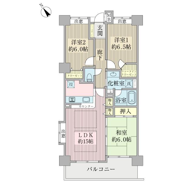 Floor plan. 3LDK, Price 24,900,000 yen, Occupied area 75.18 sq m , Balcony area 11 sq m
