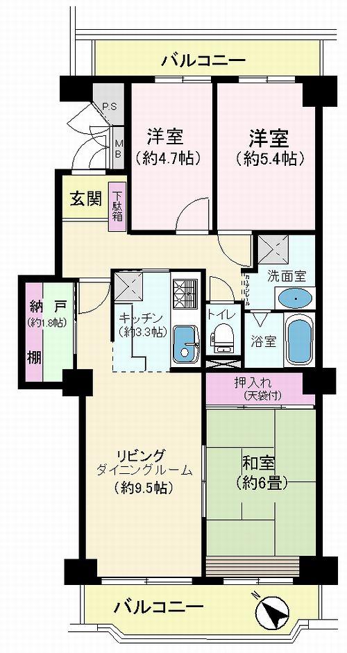 Floor plan. 3LDK + S (storeroom), Price 17.8 million yen, Occupied area 74.06 sq m , Balcony area 14.19 sq m
