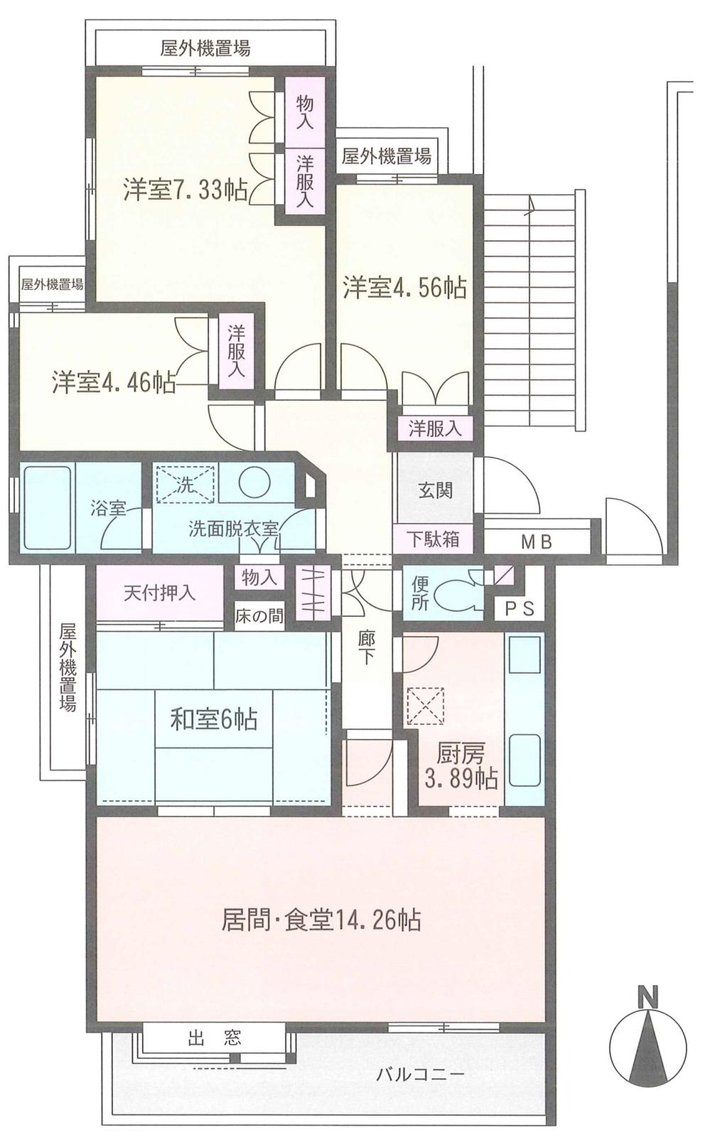 Floor plan. 4LDK, Price 14.8 million yen, Occupied area 90.82 sq m , Balcony area 10.05 sq m