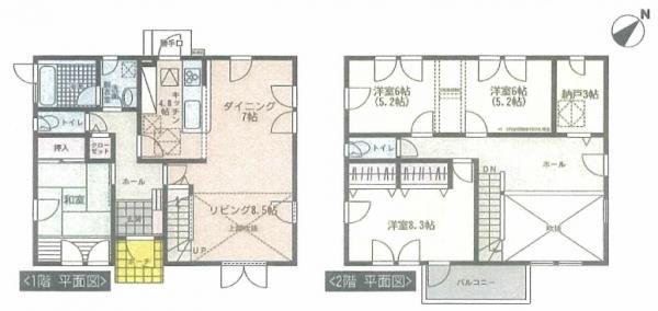 Floor plan. 18.9 million yen, 4LDK, Land area 175.67 sq m , Bright floor plan with a building area of ​​132.26 sq m atrium.