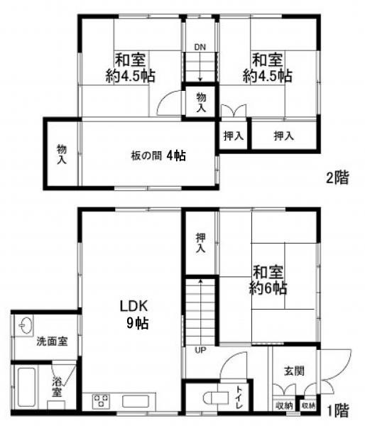 Floor plan. 9.8 million yen, 3LDK, Land area 105.81 sq m , Building area 57.96 sq m