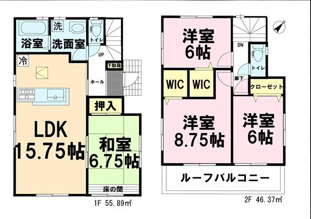 Floor plan. (1 Building), Price 26,800,000 yen, 4LDK, Land area 154.61 sq m , Building area 99.78 sq m