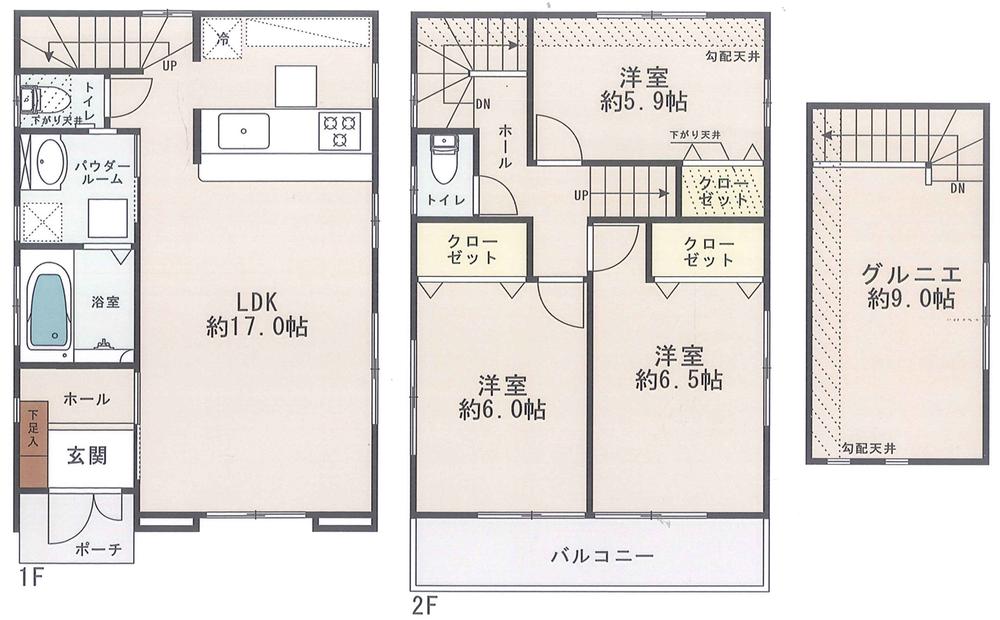 Floor plan. 39,800,000 yen, 3LDK + S (storeroom), Land area 83.63 sq m , Building area 83.63 sq m