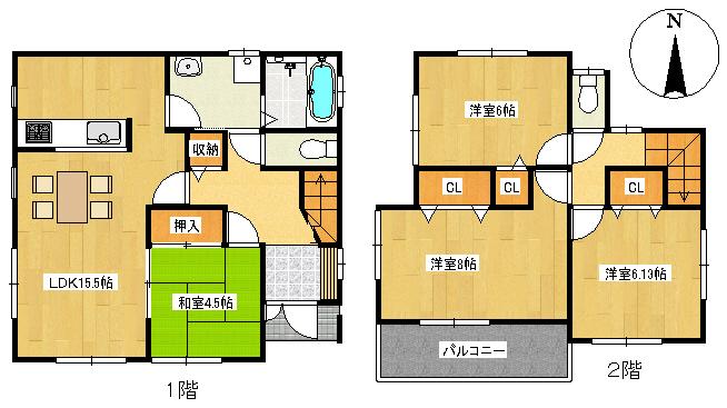 Floor plan. (1 Building), Price 23,300,000 yen, 4LDK, Land area 125.73 sq m , Building area 96.67 sq m