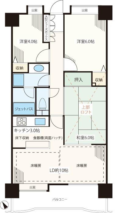 Floor plan. 3LDK, Price 16.8 million yen, Occupied area 63.72 sq m , Is there an easy-to-use floor plan is a balcony area 9.93 sq m sense of openness!