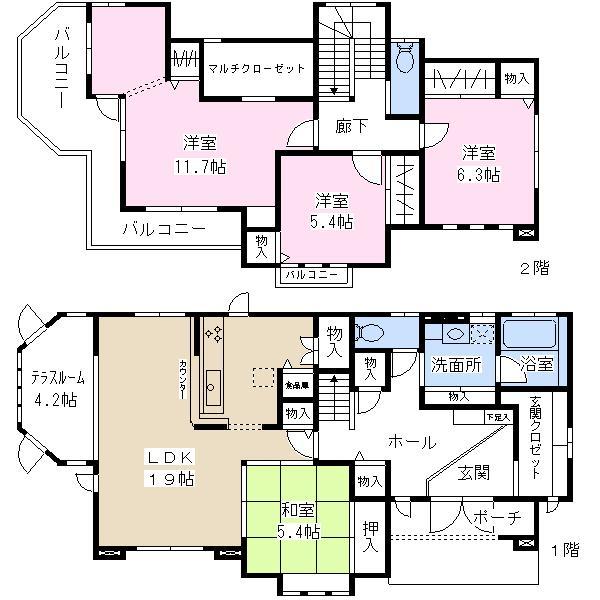 Floor plan. 44,700,000 yen, 4LDK, Land area 217 sq m , Building area 147.5 sq m