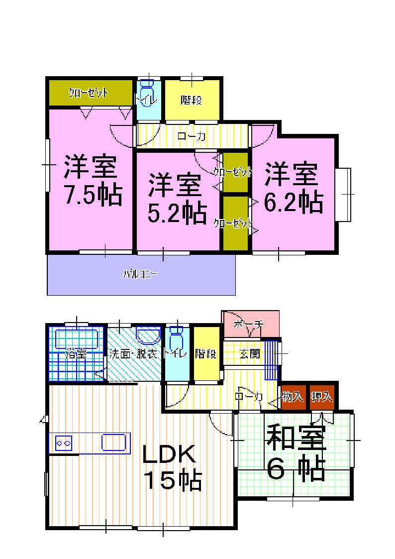 Floor plan. 22,800,000 yen, 4LDK, Land area 132.68 sq m , Building area 96.05 sq m