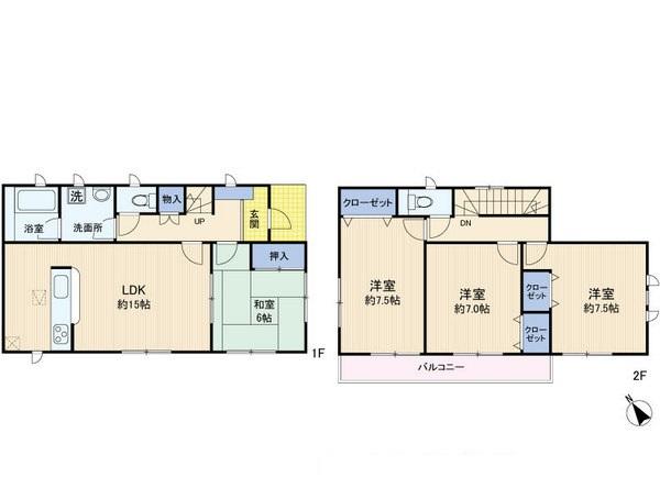 Floor plan. 19,800,000 yen, 4LDK, Land area 115.05 sq m , Building area 98.01 sq m