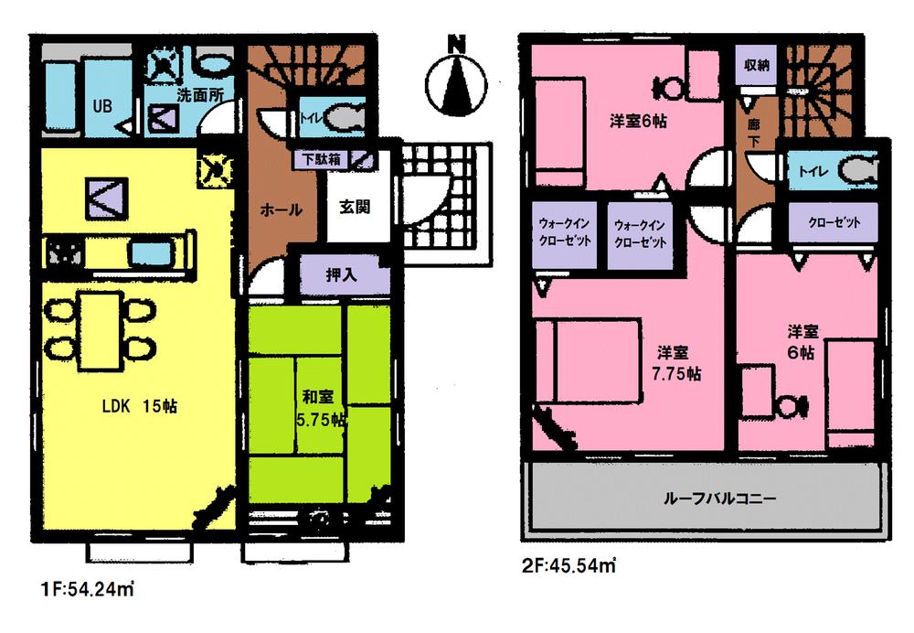 Floor plan. (Building 2), Price 19,800,000 yen, 4LDK+2S, Land area 156.69 sq m , Building area 99.78 sq m