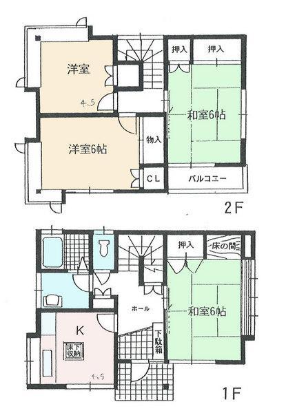 Floor plan. 11.8 million yen, 4K, Land area 65.5 sq m , Building area 72.86 sq m