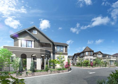 Cityscape Rendering. JR Sobu Line Rapid stop "Inage" station a 15-minute walk. Mansion garden districts of south terraced led to the beautiful tree-lined street. The green light and Inage Konakadai of a hill watered in the wind, Rooftops of all 28 House is born (streetscape Rendering)