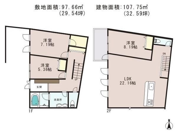Floor plan. 28.8 million yen, 3LDK, Land area 97.66 sq m , If the building area 107.75 sq m drawings and the present situation is different will honor the current state