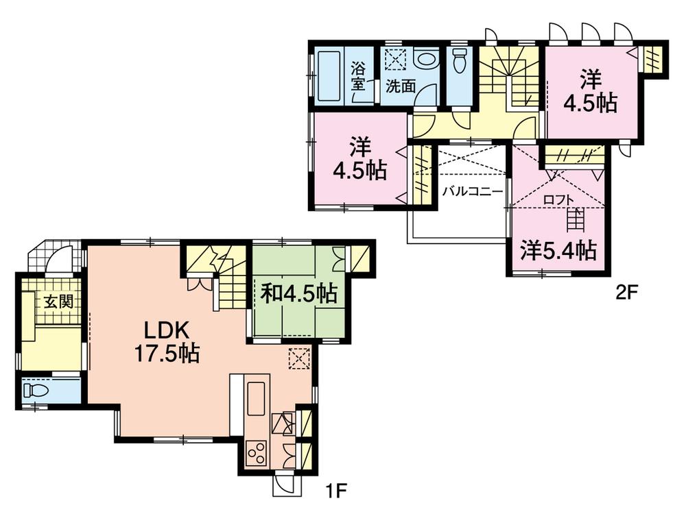 Floor plan. 25,500,000 yen, 4LDK, Land area 87.32 sq m , Building area 88.66 sq m with loft 4LDK