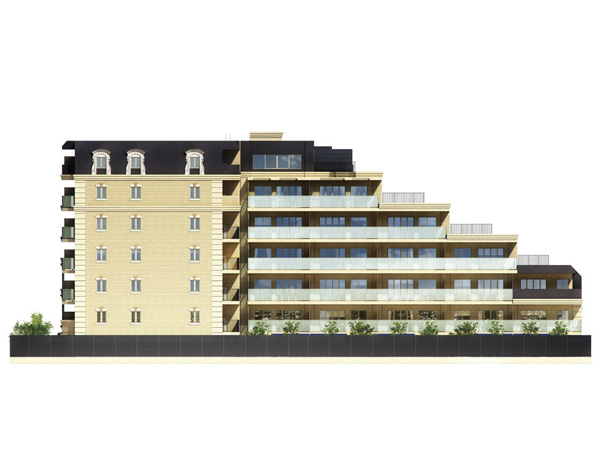 Shared facilities.  [appearance] Southeast elevation Rendering