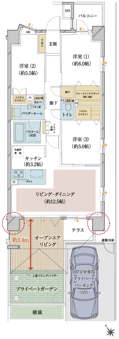 Floor: 3LDK + OL + T + W + N + PG, occupied area: 73.81 sq m, Price: TBD