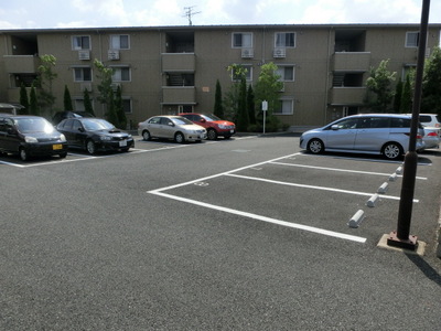 Parking lot. There is a spacious on-site parking