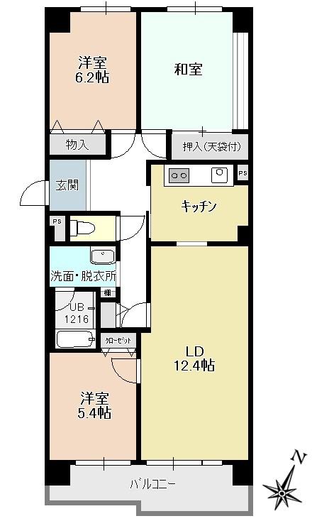 Floor plan. 3LDK, Price 15.8 million yen, Footprint 80.4 sq m , Balcony area 8.37 sq m