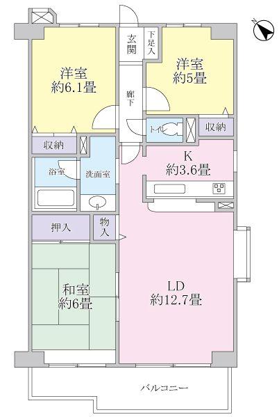 Floor plan. 3LDK, Price 17.4 million yen, Occupied area 73.26 sq m , Balcony area 8.2 sq m floor plan