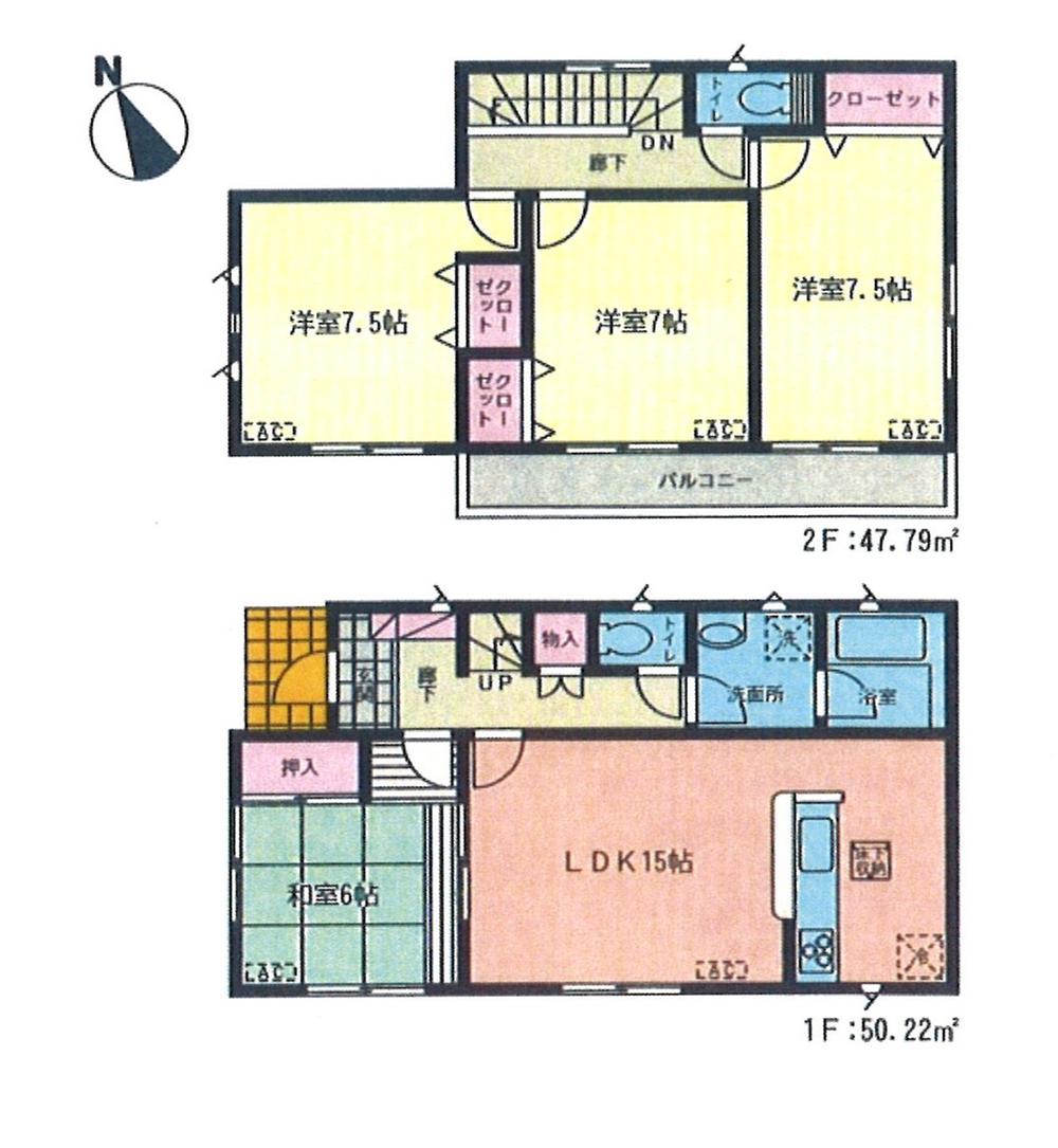 Floor plan. (6 Building), Price 22,800,000 yen, 4LDK, Land area 115.04 sq m , Building area 99.99 sq m
